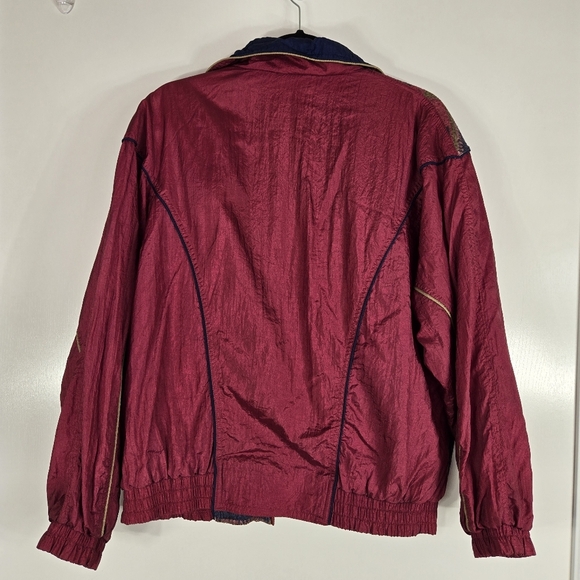Vintage‎ Westside Connection 90s Aztec Burgundy Blue Windbreaker Long Sleeve - Picture 3 of 17